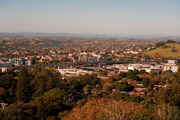 Motorway 1 crossing Auckland Newmarket, view from mount Eden.