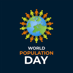 Vector illustration on the theme of World Population Day. Diverse people with Overcrowded, overloaded earth. Banner poster, flyer and background design.
