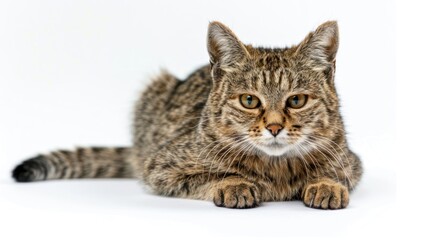 Obraz premium European Wildcat full body clearly photo on white background , 