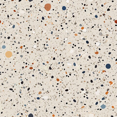 Terrazzo flooring vector seamless pattern. Italian terrazzo mosaic texture. Terrazzo seamless print tile. Concrete, granite, cement terrazo template. Terrazzo Floor material. Particles pebble, glass.