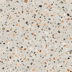 Terrazzo flooring vector seamless pattern. Italian terrazzo mosaic texture. Terrazzo seamless print tile. Concrete, granite, cement terrazo template. Terrazzo Floor material. Particles pebble, glass.