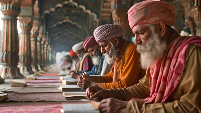 olden 7th century students writing in nalanda university.generative ai