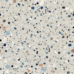 Terrazzo flooring vector seamless pattern. Italian terrazzo mosaic texture. Terrazzo seamless print tile. Concrete, granite, cement terrazo template. Terrazzo Floor material. Particles pebble, glass.