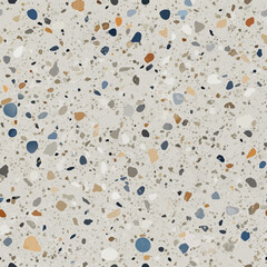 Terrazzo flooring vector seamless pattern. Italian terrazzo mosaic texture. Terrazzo seamless print tile. Concrete, granite, cement terrazo template. Terrazzo Floor material. Particles pebble, glass.