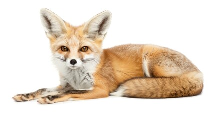Fototapeta premium Fennec Fox full body clearly photo on white background , 