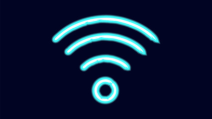 WiFi symbols neon effect dark background.