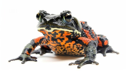 Obraz premium Fire-Bellied Toad full body clearly photo on white background , 