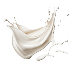 Splash of milk with drops and splatters, isolated on transparent background