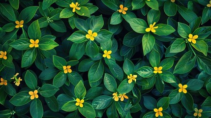 Leaves that are green with tiny flowers in yellow