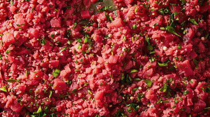 Obraz premium Texture of ground meat as attractive food backdrop
