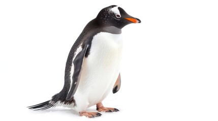 Gentoo Penguin full body clearly photo on white background , 