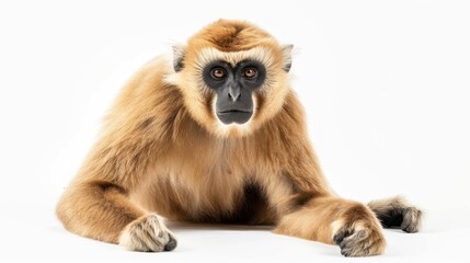 Fototapeta premium Gibbon full body clearly photo on white background , 