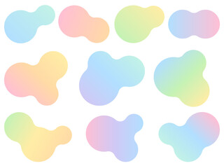 カラフルなグラデーションの繋がった円のイラストセット