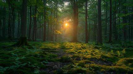 Fototapeta premium Serenity Unfolds in Vivid Woodlands Canopy