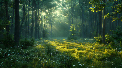 Naklejka premium Whispering Woods Sanctuary: Intimate Landscapes of Forests