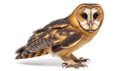 Obraz premium Golden Masked Owl full body clearly photo on white background ,