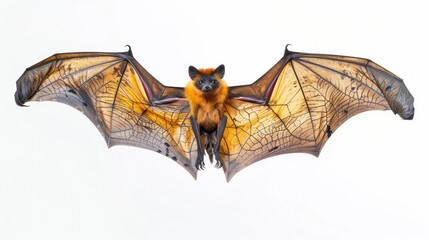 Golden-Crowned Flying Fox full body clearly photo on white background ,