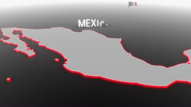 3d animated map of Mexico gets hit and fractured by the text &ldquo;Recession&rdquo;