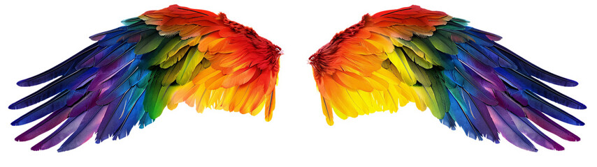 Obraz premium Rainbow pride wings isolated on transparent background.