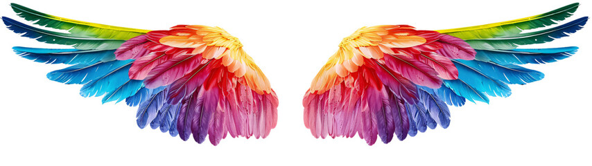 Rainbow pride wings isolated on transparent background.