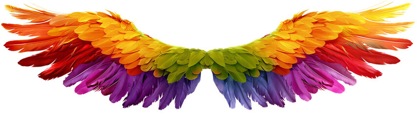Obraz premium Rainbow pride wings isolated on transparent background.