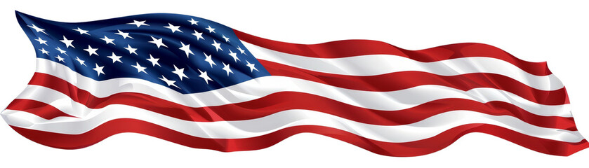 Waving American flag with stars and stripes, representing patriotism, national pride, and the United States of America.