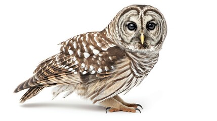 Fototapeta premium Barred Owl on white background ,