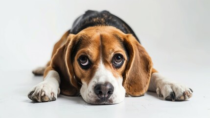 Beagle Shepherd on white background ,