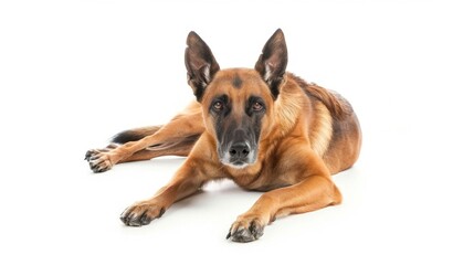 Belgian Malinois Mix on white background , 