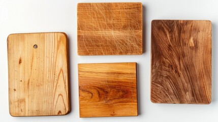 Wooden cutting boards placed separately on a white background