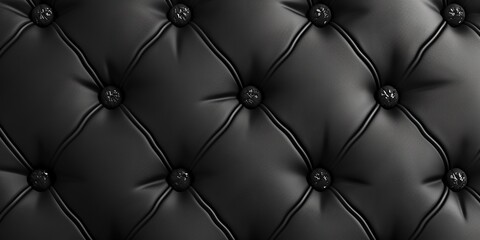 Fototapeta premium Sepia luxury buttoned black leather background, panorama wide wallpaper.