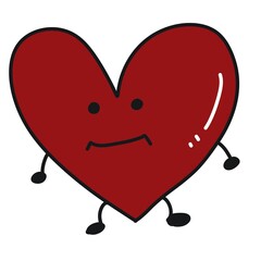 red heart illustration, doodle style