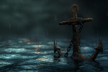 Tranquil Water and Wooden Cross Sculpture