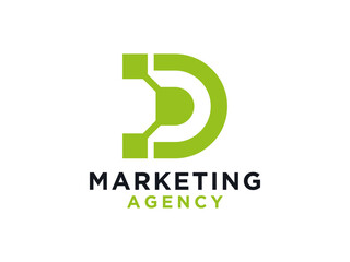 D monogram letter creative design.