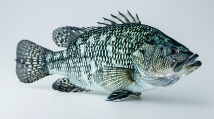Black Crappie on white background , 