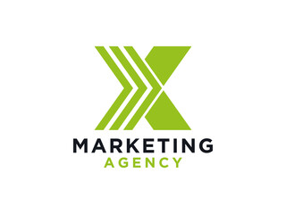 Initial Letter X Logo. Geometric Arrow Origami Style.