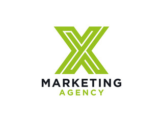 Initial Letter X Logo. Geometric Arrow Origami Style.