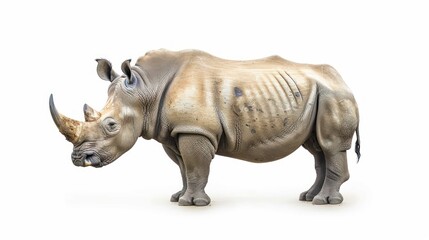 Fototapeta premium Black Rhinoceros on white background , 