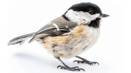 Naklejka premium Black-Capped Chickadee on white background 