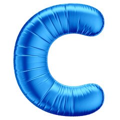 3D Alphabet Letter C in Blue Balloon for Father's Day, Boy's Birthday with Transparent Background