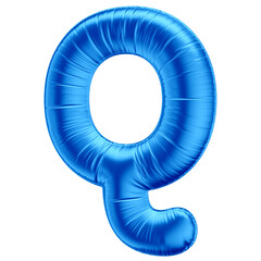 3D Alphabet Letter Q in Blue Balloon for Father's Day, Boy's Birthday with Transparent Background