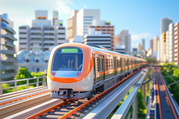 Fototapeta premium 都会を走る電車