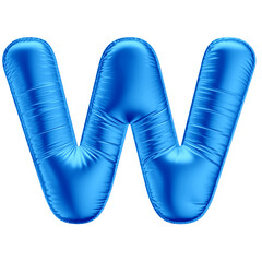 3D Alphabet Letter W in Blue Balloon for Father's Day, Boy's Birthday with Transparent Background
