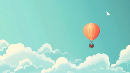 Naklejka premium Traveling in style hot air balloon soaring through clouds on a relaxing adventure trip