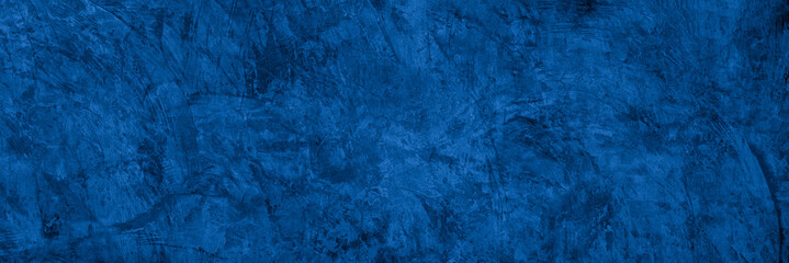 Old wall pattern texture cement blue dark abstract  blue color design are light with black gradient background.