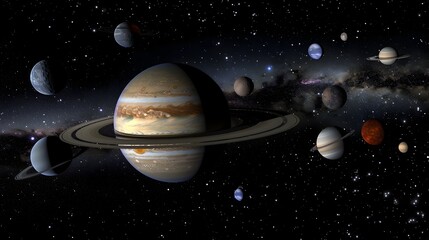 Fototapeta premium Detailed Rendering of the Diverse Planets within the Solar System