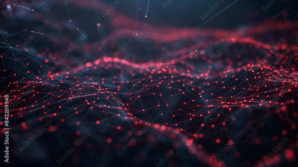 Poster abstract connected dots and lines representing ai technology and digital data flow in a communicatio