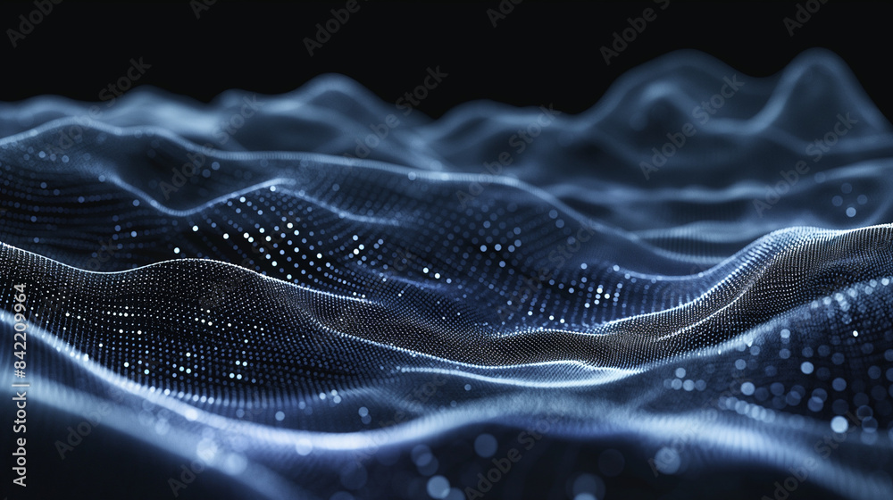 Poster abstract connected dots and lines representing ai technology and digital data flow in a communicatio