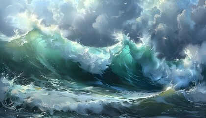 Ocean wave in stormy weather