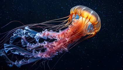 Pacific sea nettle jellyfish with flowing tentacles